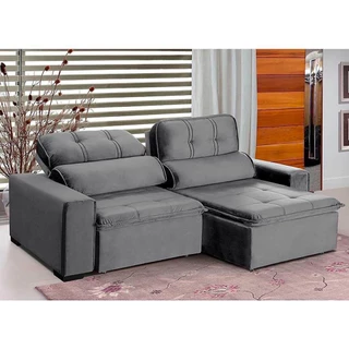 Sofá Palladium 2,50m Suede Cinza