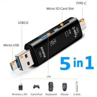 5 Em 1 Multifuncional Usb 2.0 Tipo C/Micro Tf/SD Leitor De Cartão De Memória OTG Adaptador De Telefone Móvel Acessórios