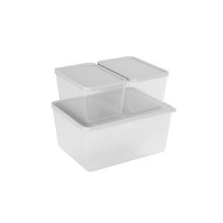 Conjunto de Potes com Tampa Coza Basic 2 de 600 ml e 1 de 2,2 L 3 Peças Natural