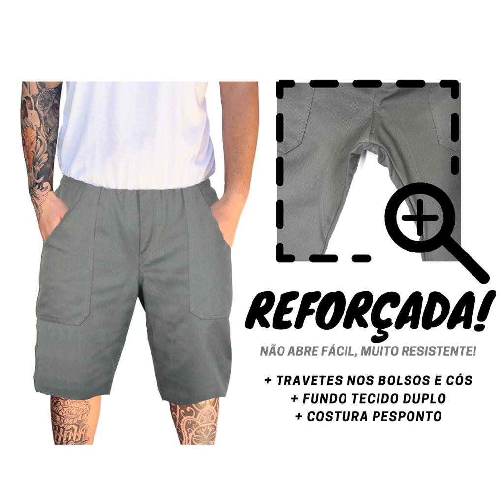 Bermuda Brim Pesado Profissional Trabalho Cinza Reforcada!!!