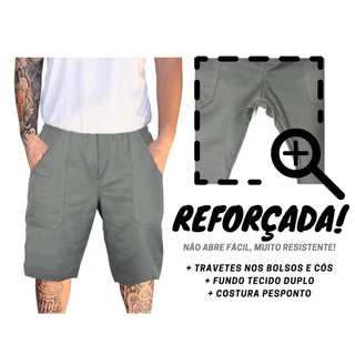 Bermuda Brim Pesado Profissional Trabalho Cinza Reforcada!!!