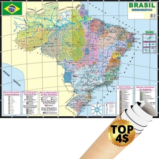 Mapa Brasil Hidrográfico BAcias Escolar Poster Geográfico Politico