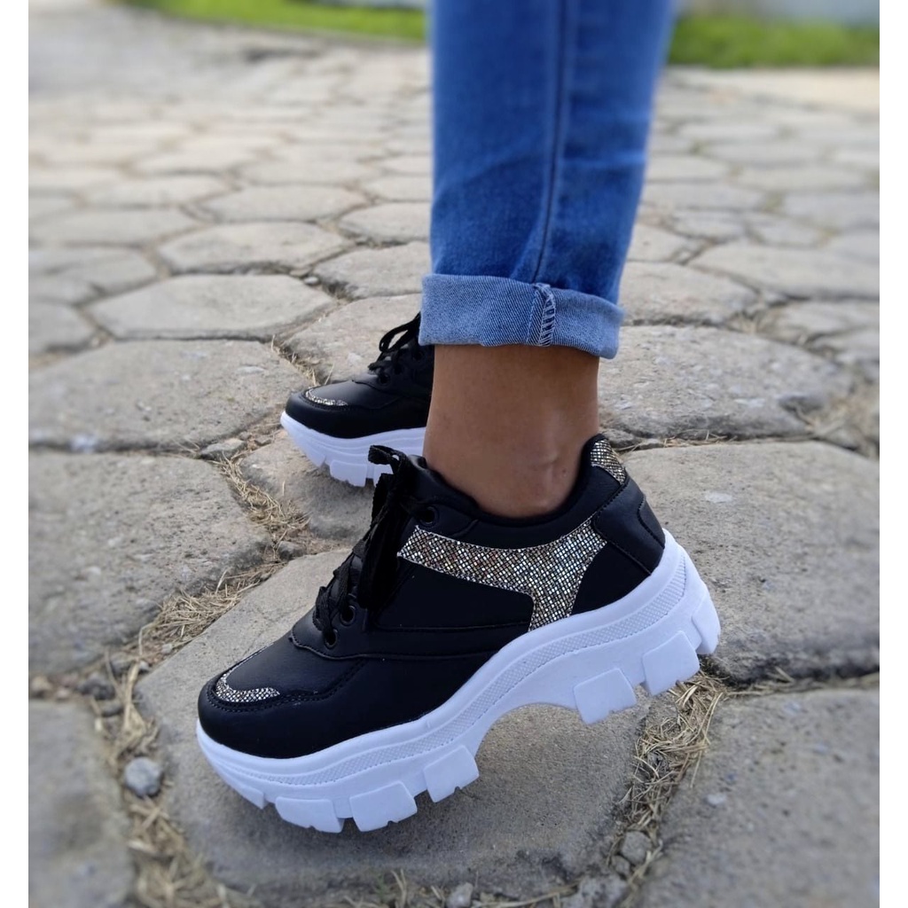 Blogueira Tenis Chunky Preto Feminino Tênis Feminino Chunky Dad