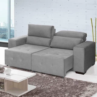 Sofá Rússia Retrátil e Reclinável 2,00Mts Suede Pluma Cinza
