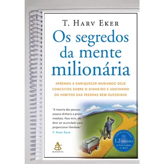 Os Segredos da Mente Milionária - T. Harv Eker - Tamanho A5, Encadernado, espiral preto ou transparente com capa e contracapa Excelente Qualidade
