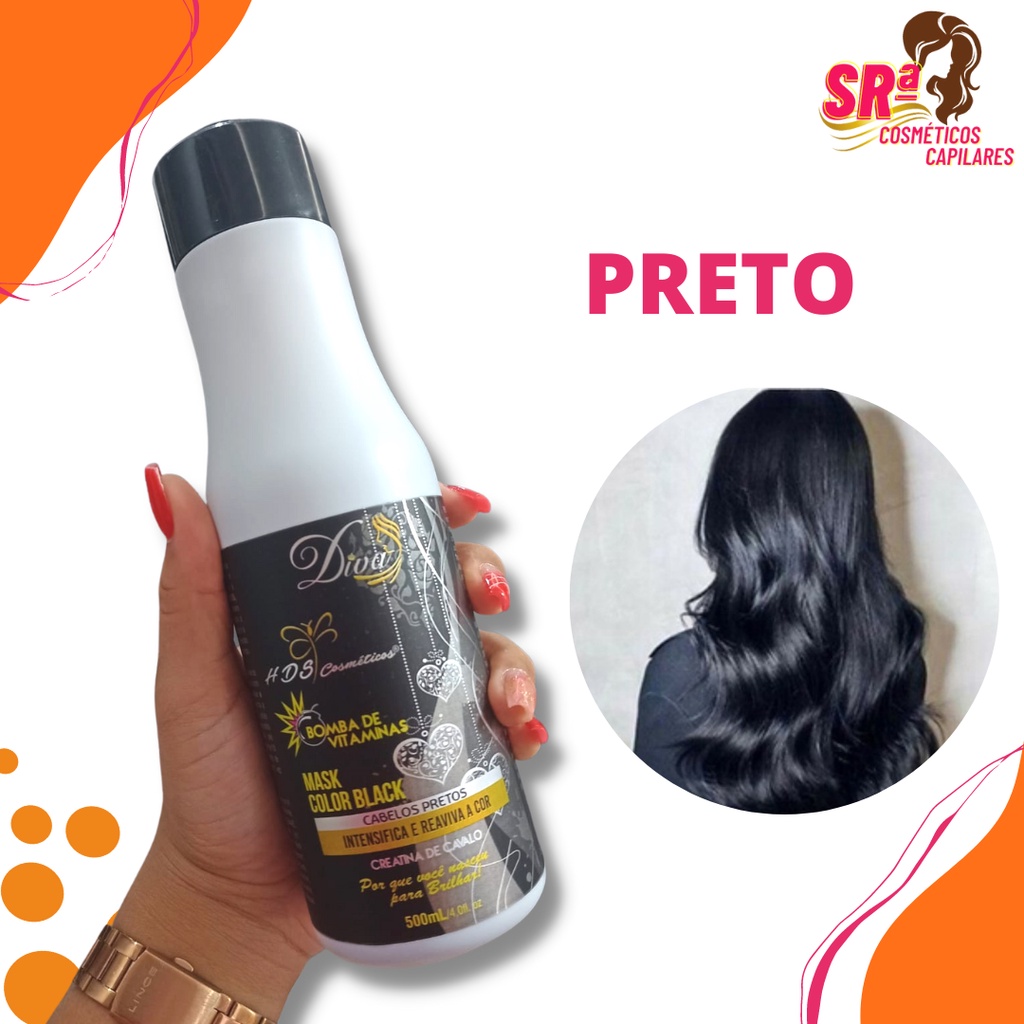 Matizador Black para cabelos pretos - Mask Color Hds Cosméticos 500ML ...