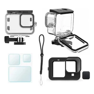Kit P Gopro Hero 9 10 11 Black Case Estanque Película Capa Silicon