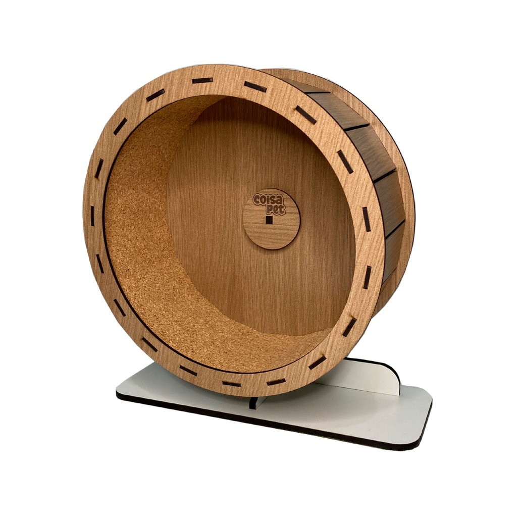 Rodinha 25cm com Suporte para Hamster Roedores Super Silenciosa com Cortiça