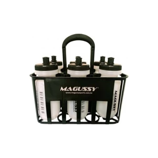 Kit com 6 squeezes 500 ml + cesta para garrafas porta squeeze original Magussy