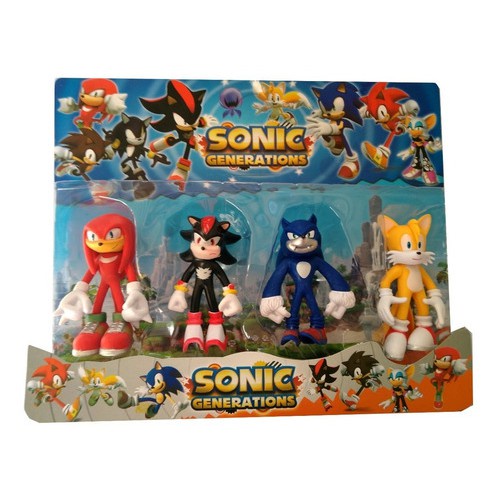 kit Boneco Sonic 4 peças 12cm - PENA VERDE SHOP