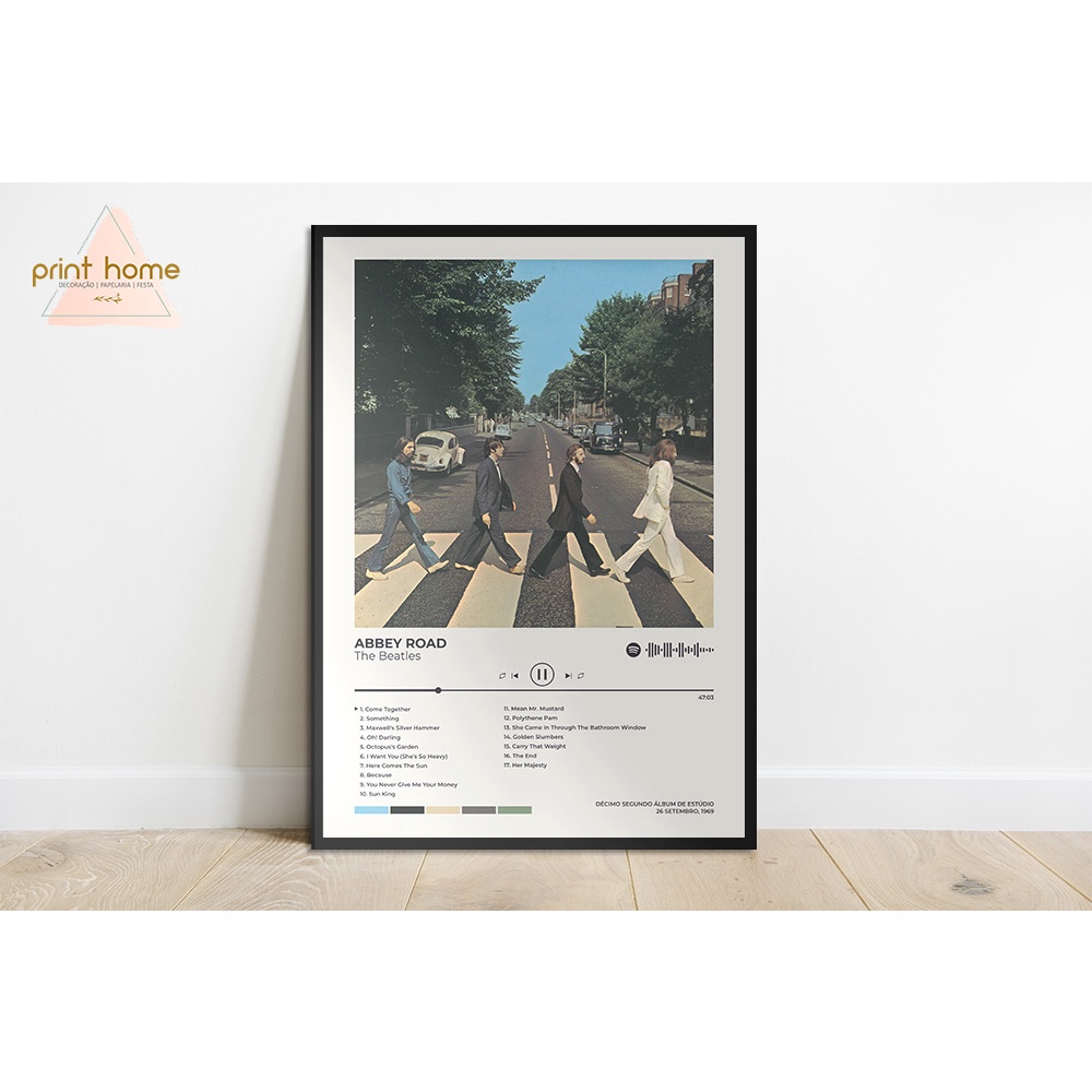 Quadro Placa MDF Spotify Álbum The Beatles Abbey Road | Shopee Brasil
