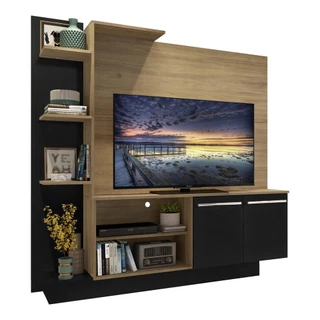 Estante para TV até 55" Multimóveis Denver FG2473 Rustic/Preta