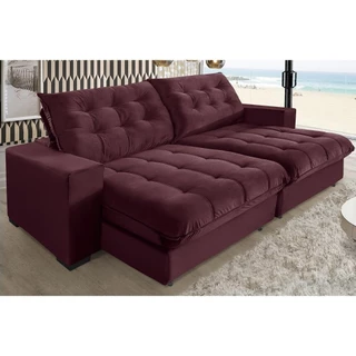 Sofá Califórnia Molas Ensacadas e Pillow Top 2,70m Vinho