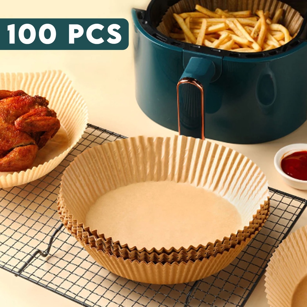 100 Peças Tapete Redondo De Papel Descartável Air Fryer Antiaderente Para Cozimento