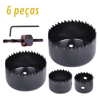 Kit de Serra Copo Para Madeira 6 Peças em Aço 32;38;44;54mm