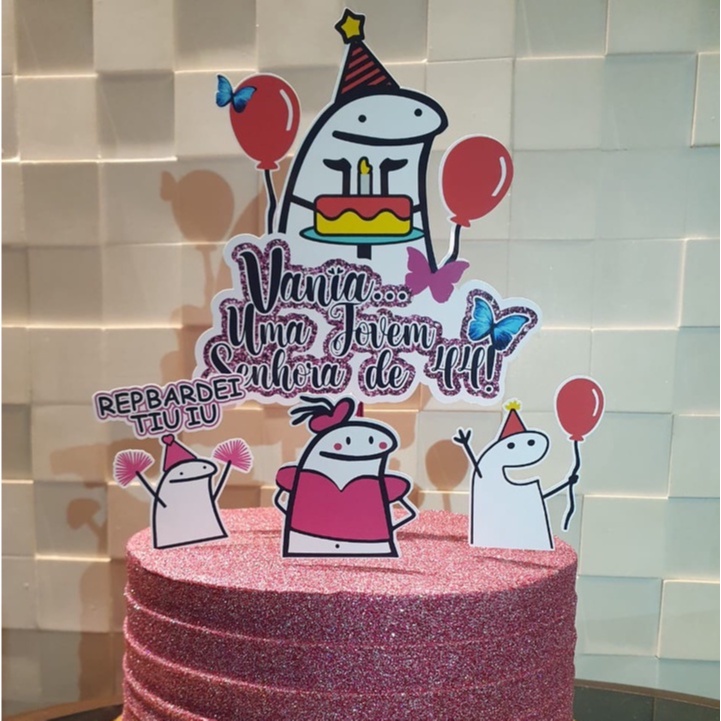 Topo de Bolo Bento Meme engraçado festa aniversario Decoração confeitaria