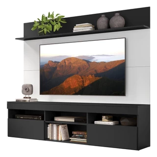 Rack com Painel e Suporte para TV até 65" Multimóveis Madri FG3366 Preto/Branco