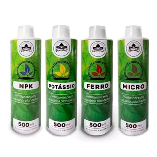 Kit Fertilizantes Para Plantas Powerfert Micro+Ferro+Potássio+NPK 500ml
