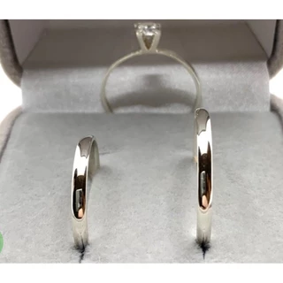 Par de aliança 2mm Banho prata 925 namoro tradicional + Solitário COD-29
