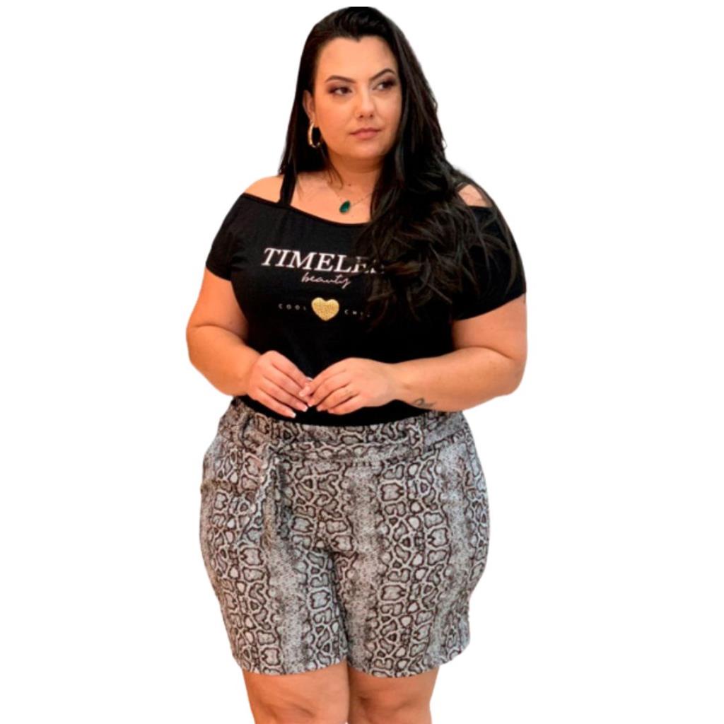 Short Plus Size Visco Onça