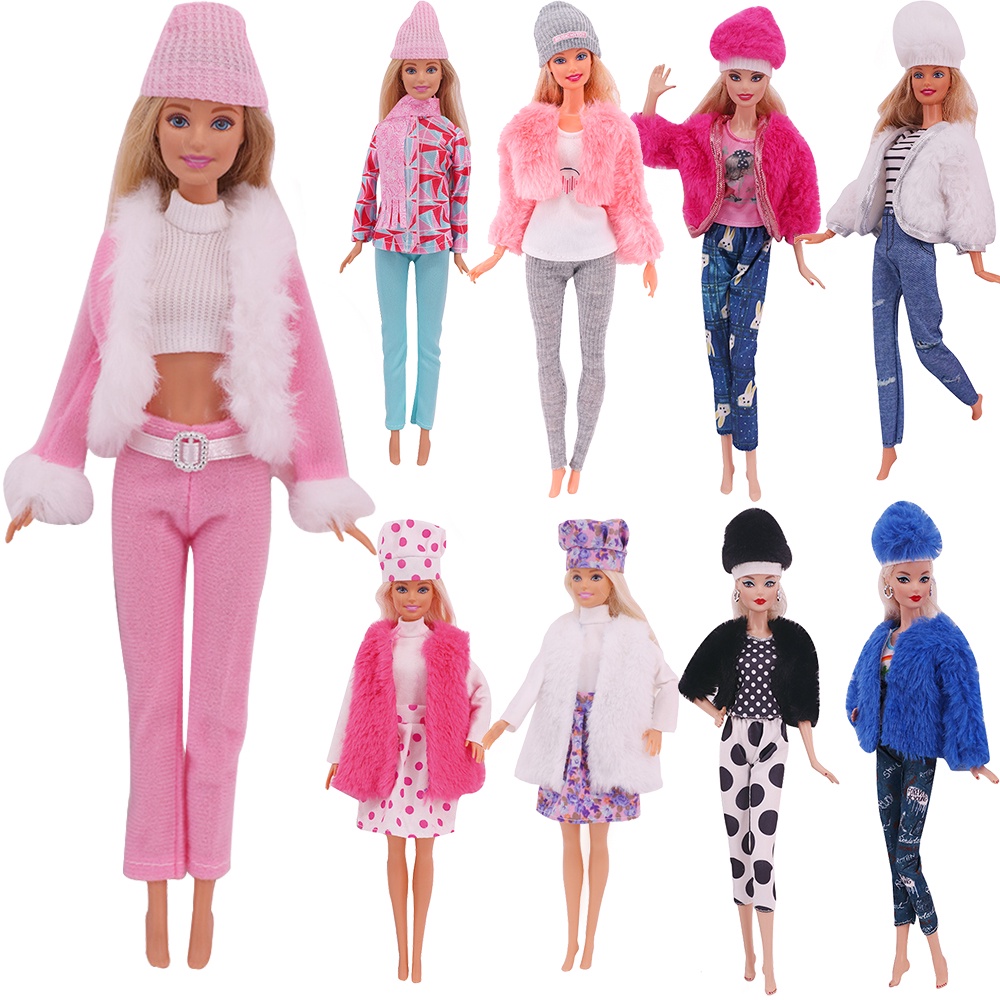 NK-Mais recente Barbies roupas de boneca, moderno casaco de pelúcia, terno  elegante, saia, roupas casuais