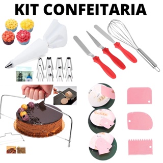 Kit Confeitero Com Espatulas Bico E Nivelador Para Confeitar Alisar Decorar Bolos
