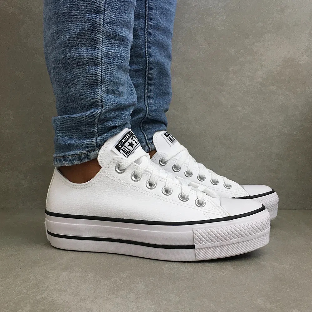 Tenis converse feminino couro sales branco