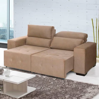 Sofá Rússia Retrátil e Reclinável 2,00Mts Suede Pluma Castor