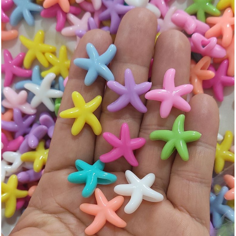 Estrelas do mar coloridas com furo passante para montagem de bijuterias ...