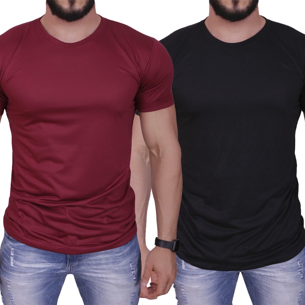 Kit 2 Camisetas Masculina LongLine Basica Lisa Camisa Masculina