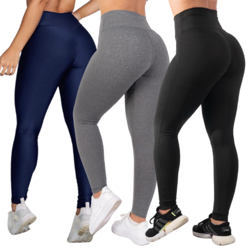 Kit 3 calças legging feminina fitness academia legging para treino e  ginástica legging grossa