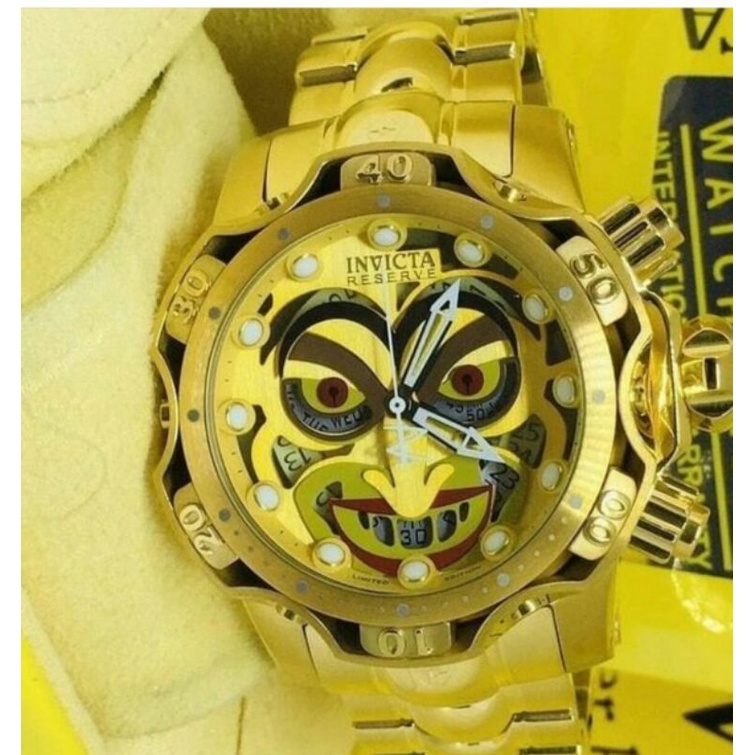 Relógio masculino coringa jocker dourado azul grande pesado Oferta ...