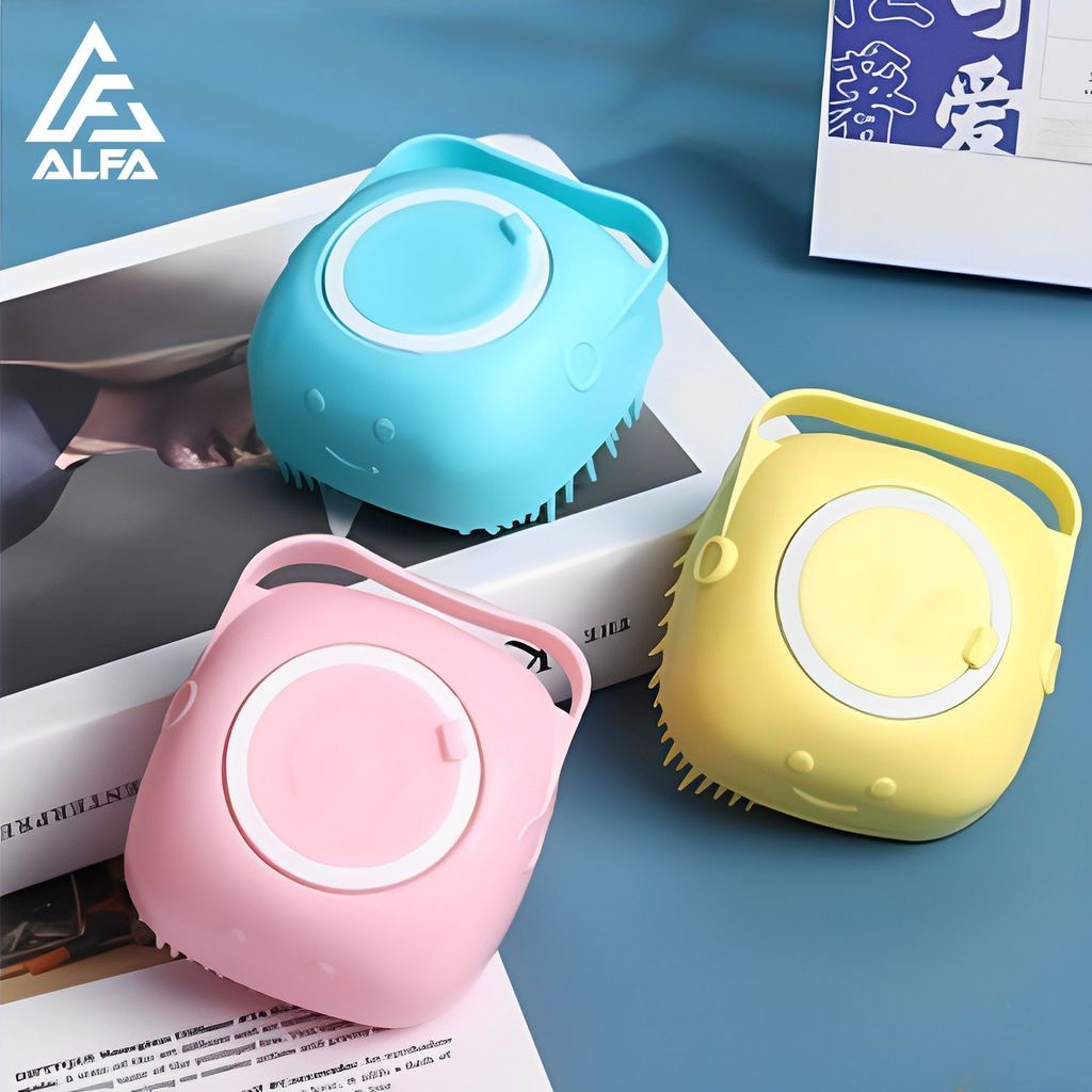 Esponja De Silicone Para Banho Com Dispenser Shampoo Sabonete Escova Crianças Adultos e Pets