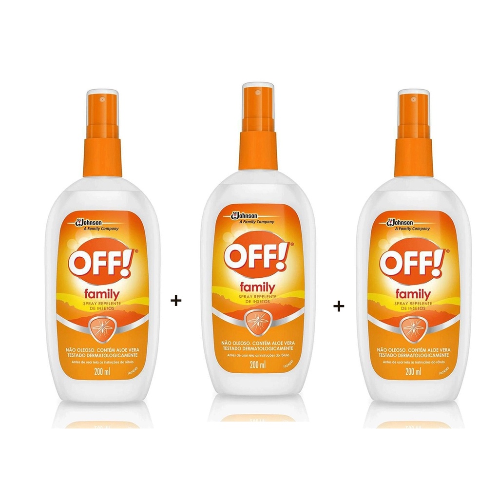 Repelente de Insetos OFF! Spray Family 200ML Kit com 3 unidades