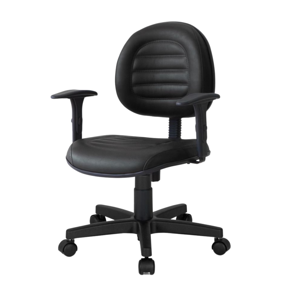 Cadeira de Escritório Executiva Giratória com Costura Tecido Preto - Qualiflex