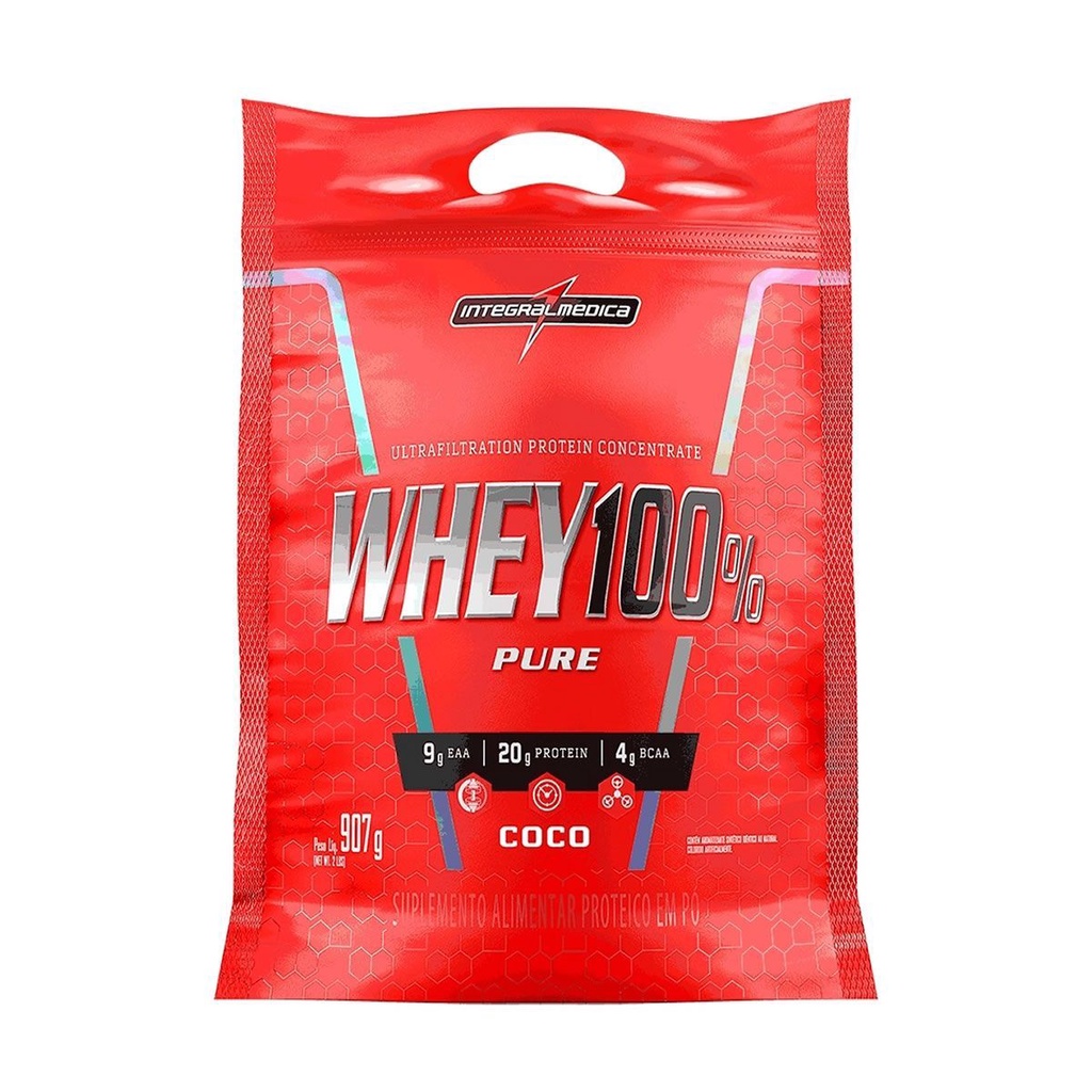 Refil Whey 100% Pure IntegralMedica 907g Sabor Coco