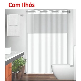 Cortina em PVC Para Box Antimofo Com Ilhós 1,38x1,98 Branca