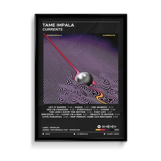 Quadro Decorativo Tame Impala Álbum Personalizado com Spotify com Moldura