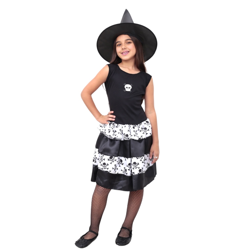 Fantasia Halloween Infantil Bruxinha Com Chapeu Vestido de Bruxa
