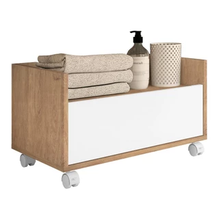 Gabinete de Banheiro com Rodízios Multimóveis 80 cm FG5002 Rustic/Branco