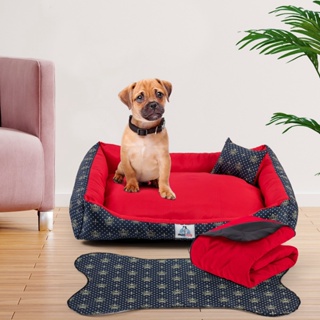 Kit Cama Caminha Edredom Tapete Pet 4pçs Tamanho P Cachorro Gato 50x40cm