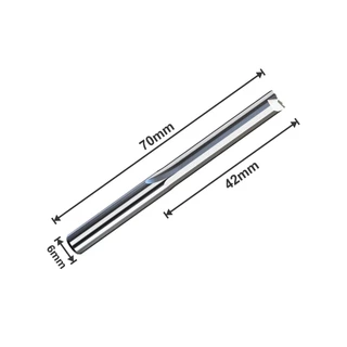 Fresa Topo Reto, 2 Corte Reta Cnc, Haste 6mm X 42mm