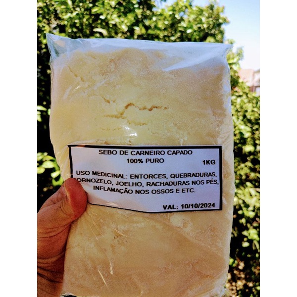 1kg sebo de carneiro capado puro 100% validade 2025. | Shopee Brasil
