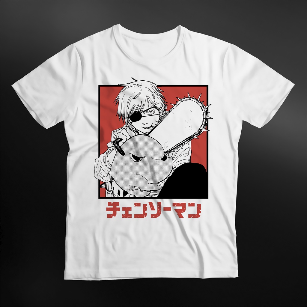 Camiseta Denji Pochita Chainsaw Man Motoserra - Branco