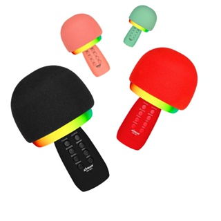 Microfone Karaokê com Caixa de som Bluetooth Portátil Redução de Ruído Efeito Voz Luz RGB