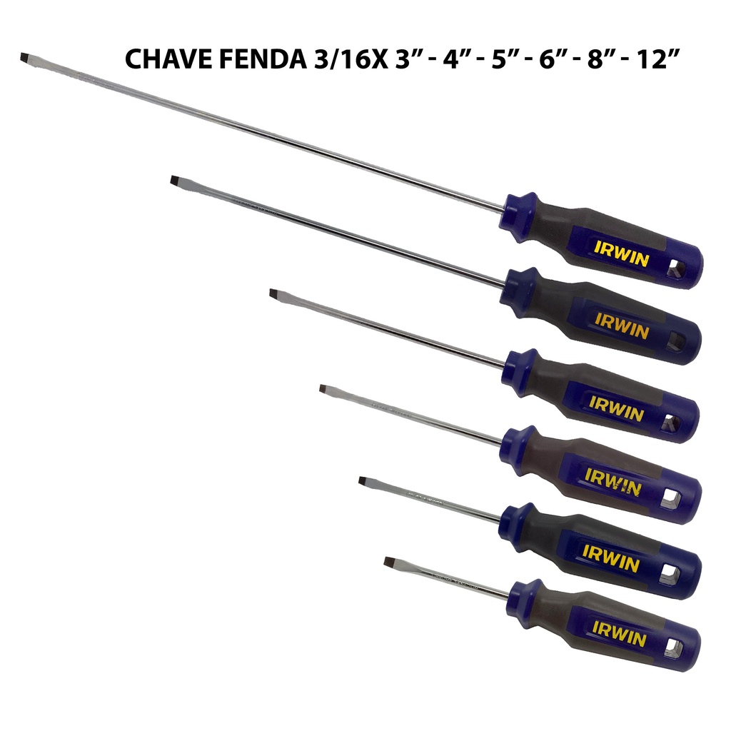 CHAVE DE FENDA PRO COMFORT - 3/16 x 3″ - 4″ - 5″ - 6″ - 8″ - 12″ - IRWIN