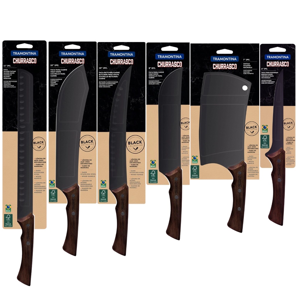 Jogo De Facas Para Carne Churrasco Profissional Black Collection 6 ...