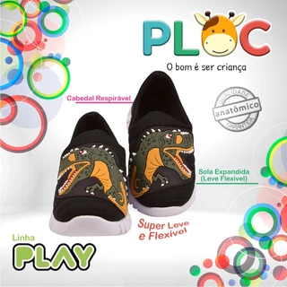 Tênis Infantil Menino Meia Calce Fácil Leve Flexível Confortável Anatômico PLOC P39 - DINOSAURO REX em Oferta na Shopee