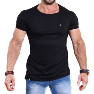 Camiseta Masculina Longline Preta Academia Corte Justo Promoção