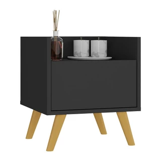 Gabinete Armário Banheiro 40 cm com Pés Retrô Multimóveis MP5037 Preto/Natural